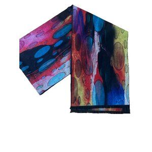 Gorgeous Vibrant Elegant Scarf Abstract Contemporary Reversible 76x11”